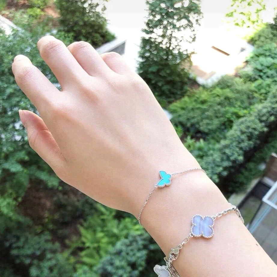 [moco jewelrys]BUTTERFLY TURQUOISE BUTTERFLY BRACELET SILVER