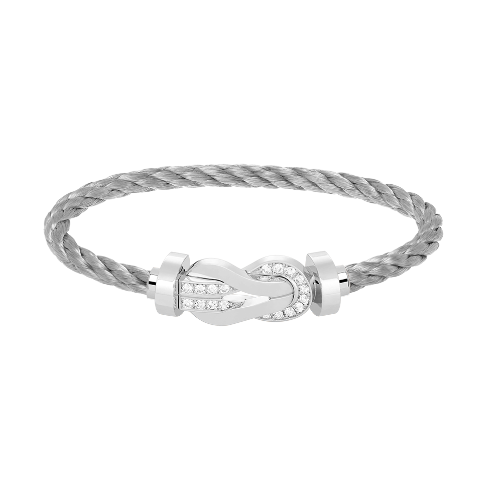 [moco jewelrys]CHANCE LARGE 8 FIGURE BUCKLE HALF DIAMOND BRACELET SILVER