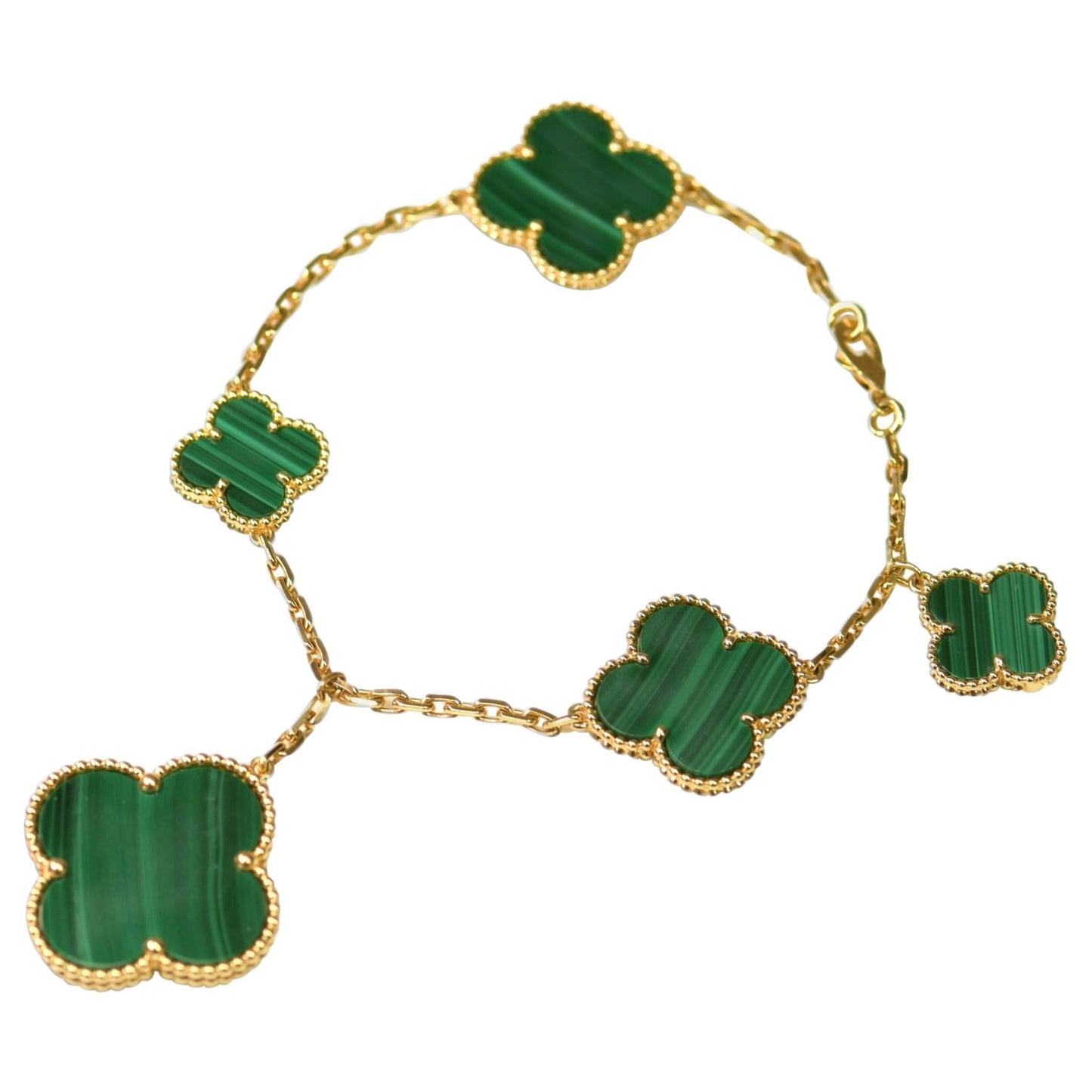 [moco jewelrys]MAGIC CLOVER MALACHITE GOLD BRACELET 5 MOTIFS