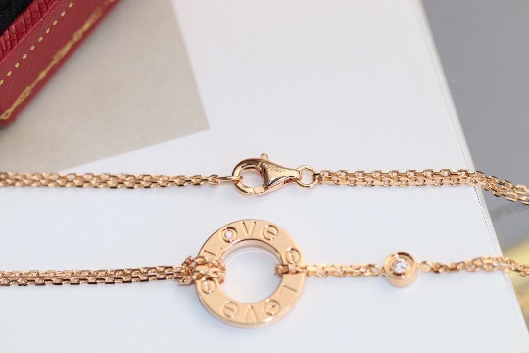 [moco jewelrys]LOVE NECKLACE ADJUSTABLE ROSE GOLD 2 DIAMOND