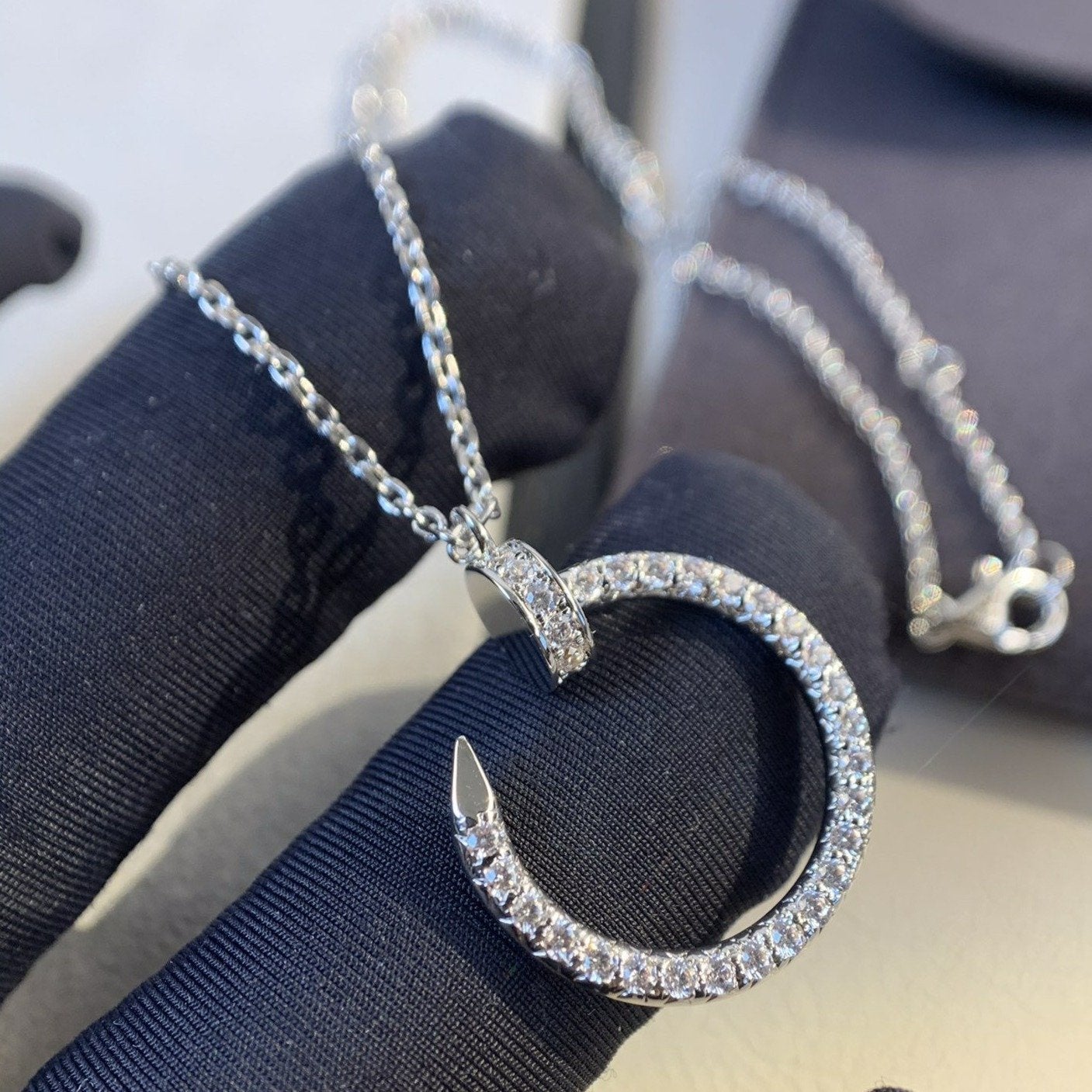 [moco jewelrys]JUSTE NECKLACE SILVER DIAMONDS