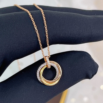[moco jewelrys]TRINITY NECKLACE SILVER GOLD PINK GOLD DIAMONDS