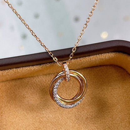 [moco jewelrys]TRINITY NECKLACE SILVER GOLD PINK GOLD DIAMONDS