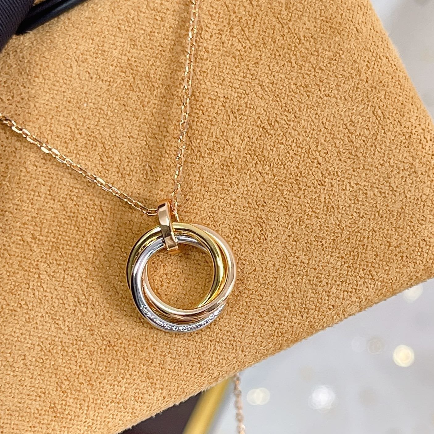 [moco jewelrys]TRINITY NECKLACE SILVER GOLD PINK GOLD DIAMONDS