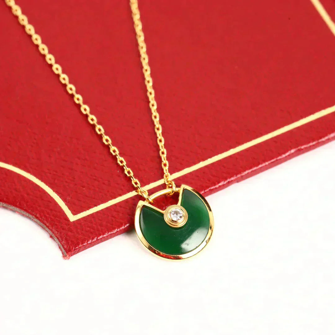 [moco jewelrys]AMULETTE GOLD MALACHITE NECKLACE