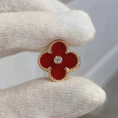[moco jewelrys]CLOVER MEDIUM 1 MOTIFS CARNELIAN  DIAMOND earrings
