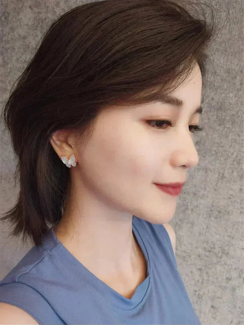 [moco jewelrys]BUTTERFLY MOP DIAMOND EARRINGS