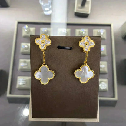 [moco jewelrys]CLOVER  2 MOTIFS  DIAMOND  EARRINGS (MULTIPLE CHOICESç´