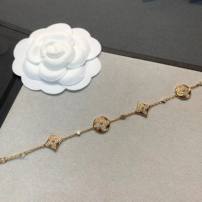 [moco jewelrys]STAR AND SUN 4 MOTIFS GOLD DIAMONDS BRACELET