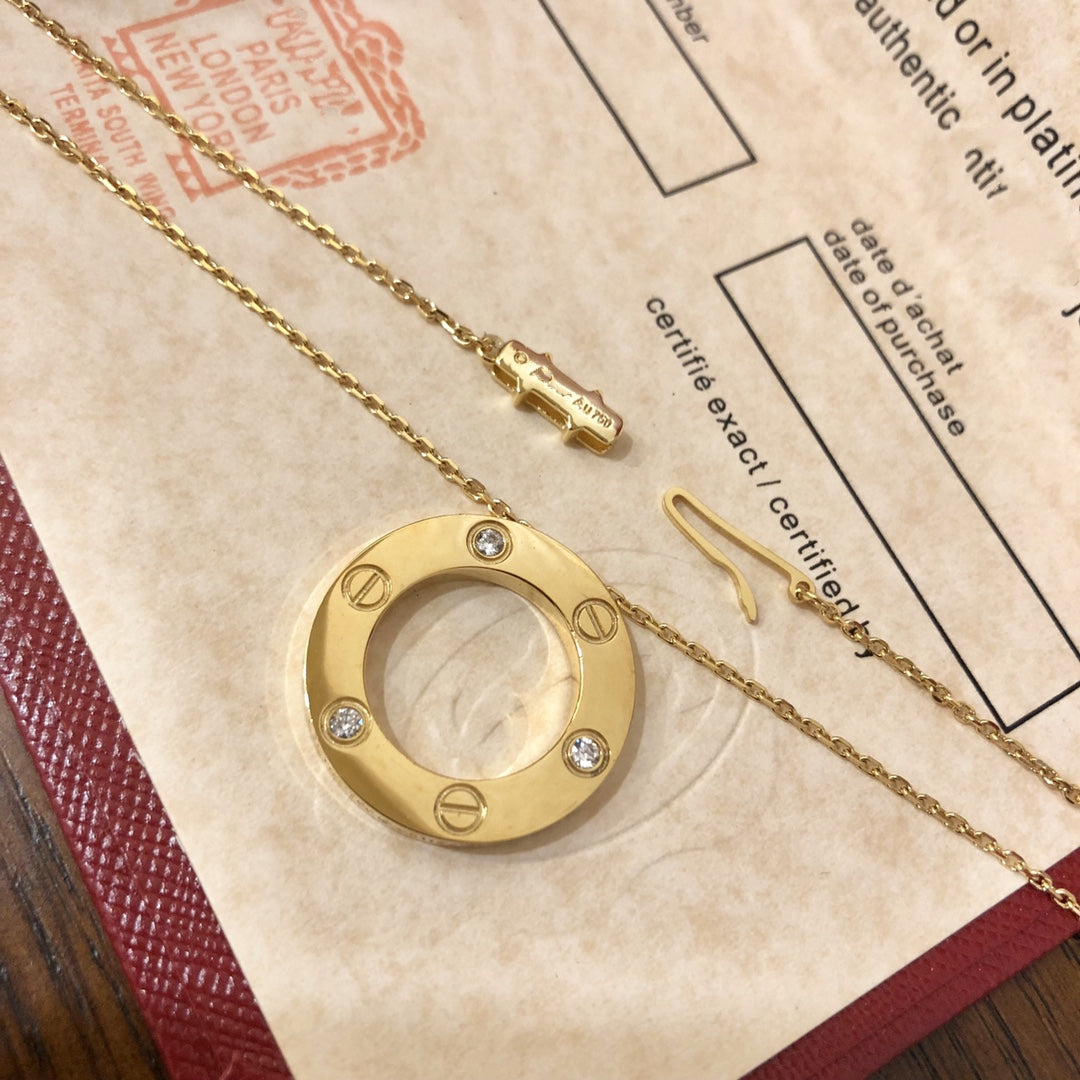 [moco jewelrys]LOVE NECKLACE 16MM 3 DIAMONDS