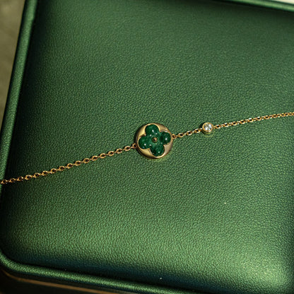 [moco jewelrys]SUN MALACHITE 1 DIAMOND PINK GOLD BRACELET