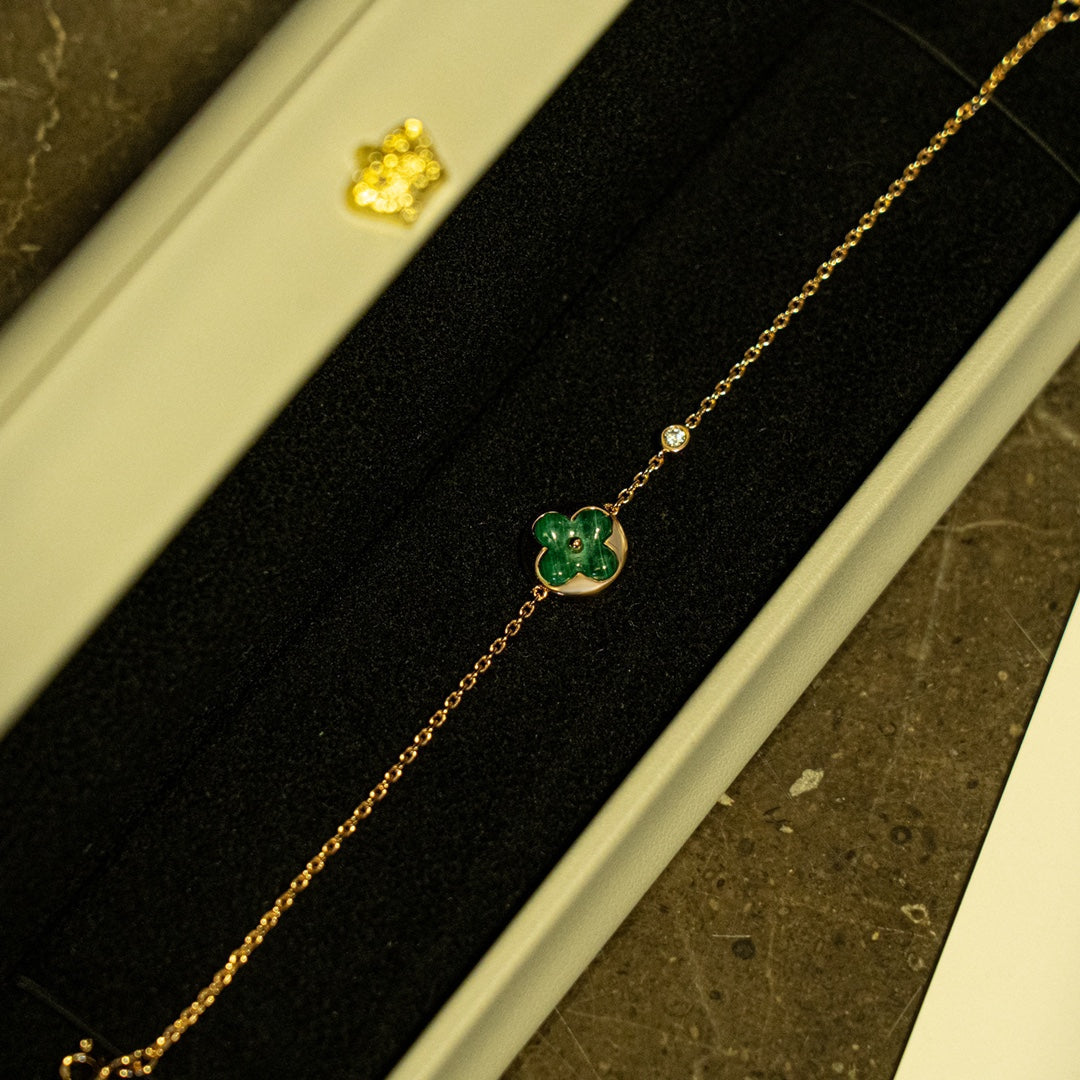 [moco jewelrys]SUN MALACHITE 1 DIAMOND PINK GOLD BRACELET