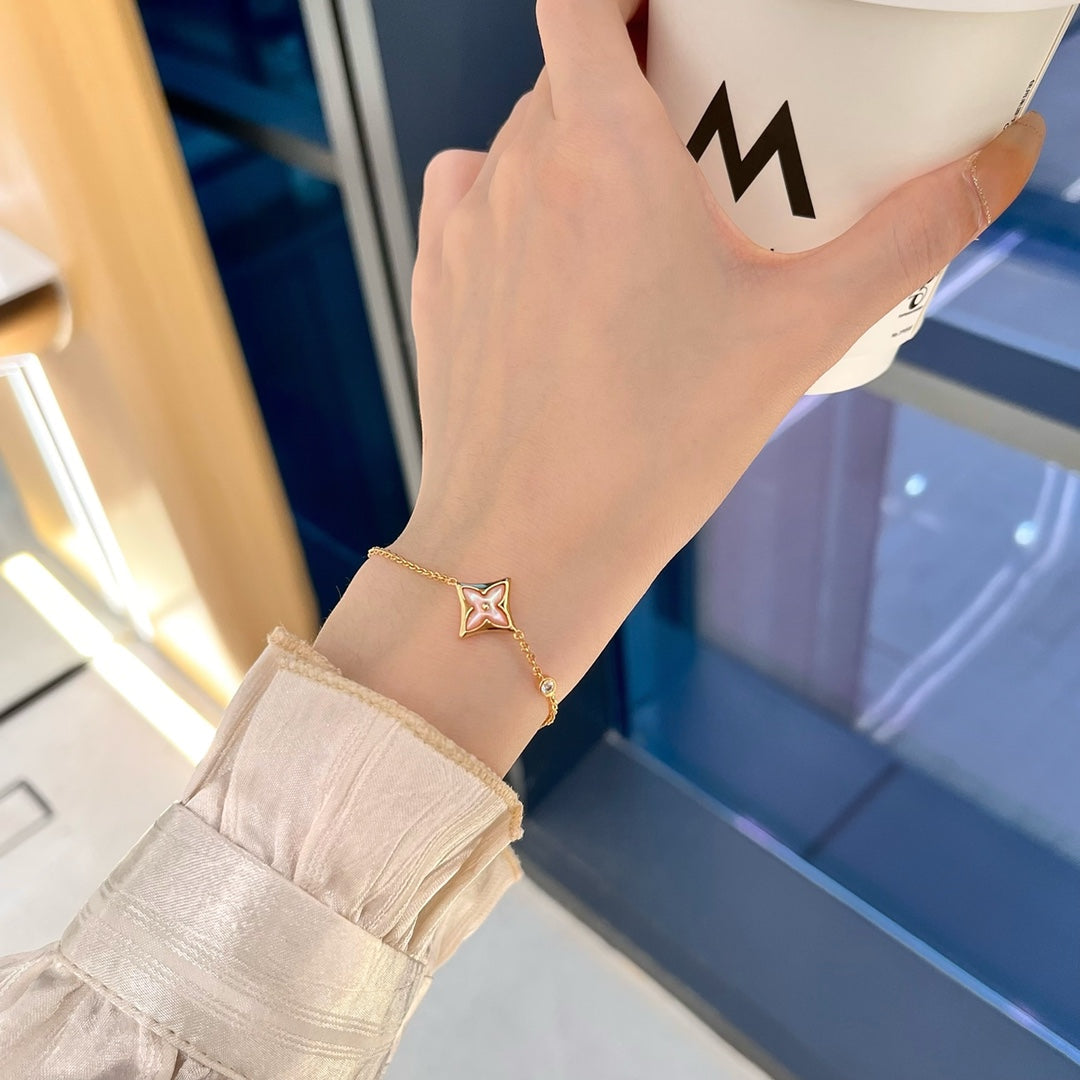 [moco jewelrys]STAR 1 DIAMOND PINK GOLD BRACELET