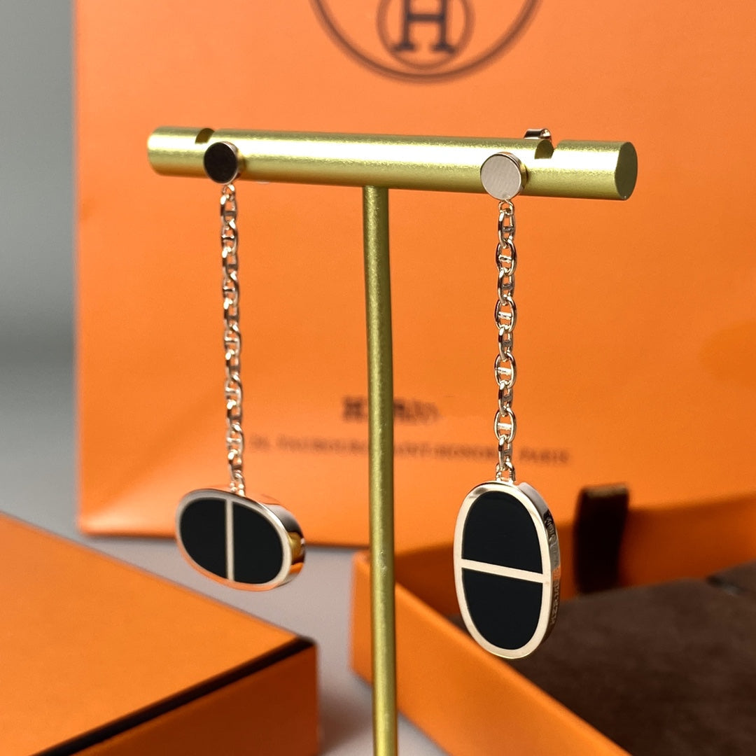 [moco jewelrys]CHAINE VERSO BLACK CERAMIC EARRINGS