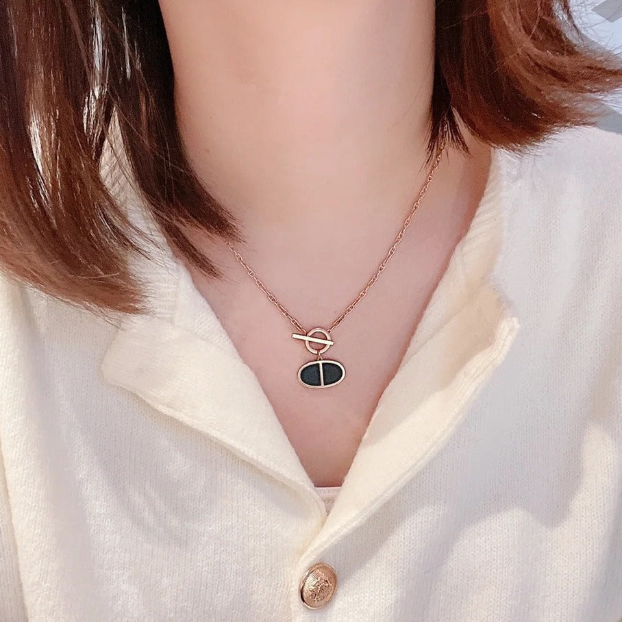 [moco jewelrys]CHAINE VERSO BLACK CERAMIC NECKLACE