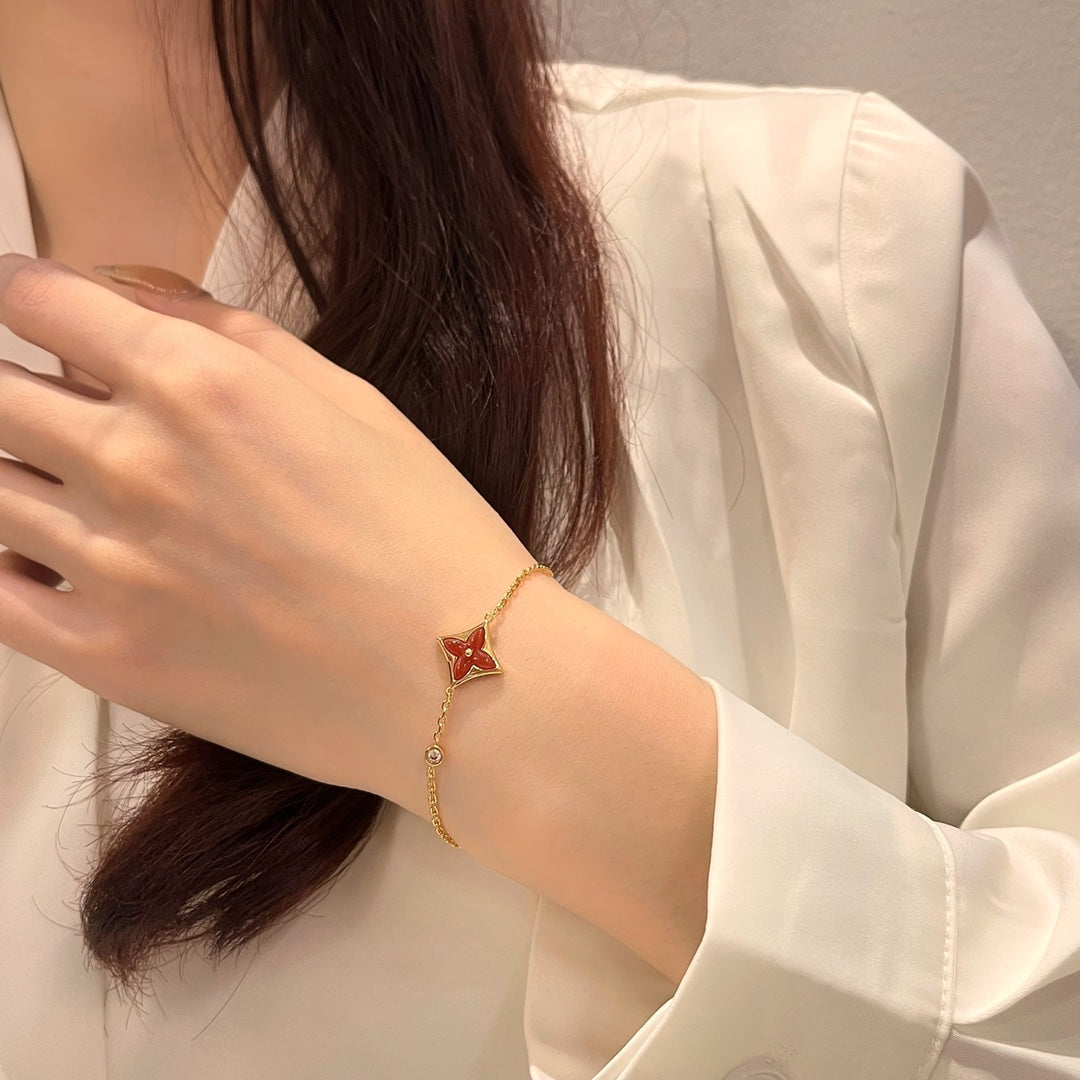 [moco jewelrys]COLOR STAR CARNELIAN PINK GOLD DIAMOND BRACELET