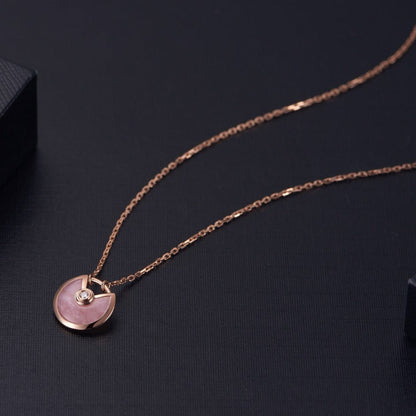 [moco jewelrys]AMULETTE ROSE GOLD PINK MOP NECKLACE