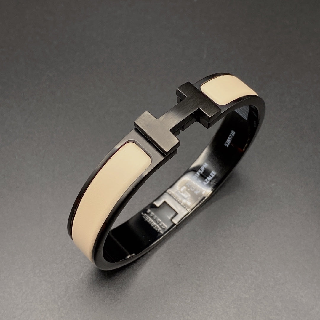 [moco jewelrys]H BRACELET 12MM BLACK BEIGE CERAMIC