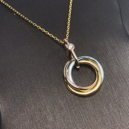 [moco jewelrys]TRINITY SILVER GOLD PINK GOLD NECKLACE