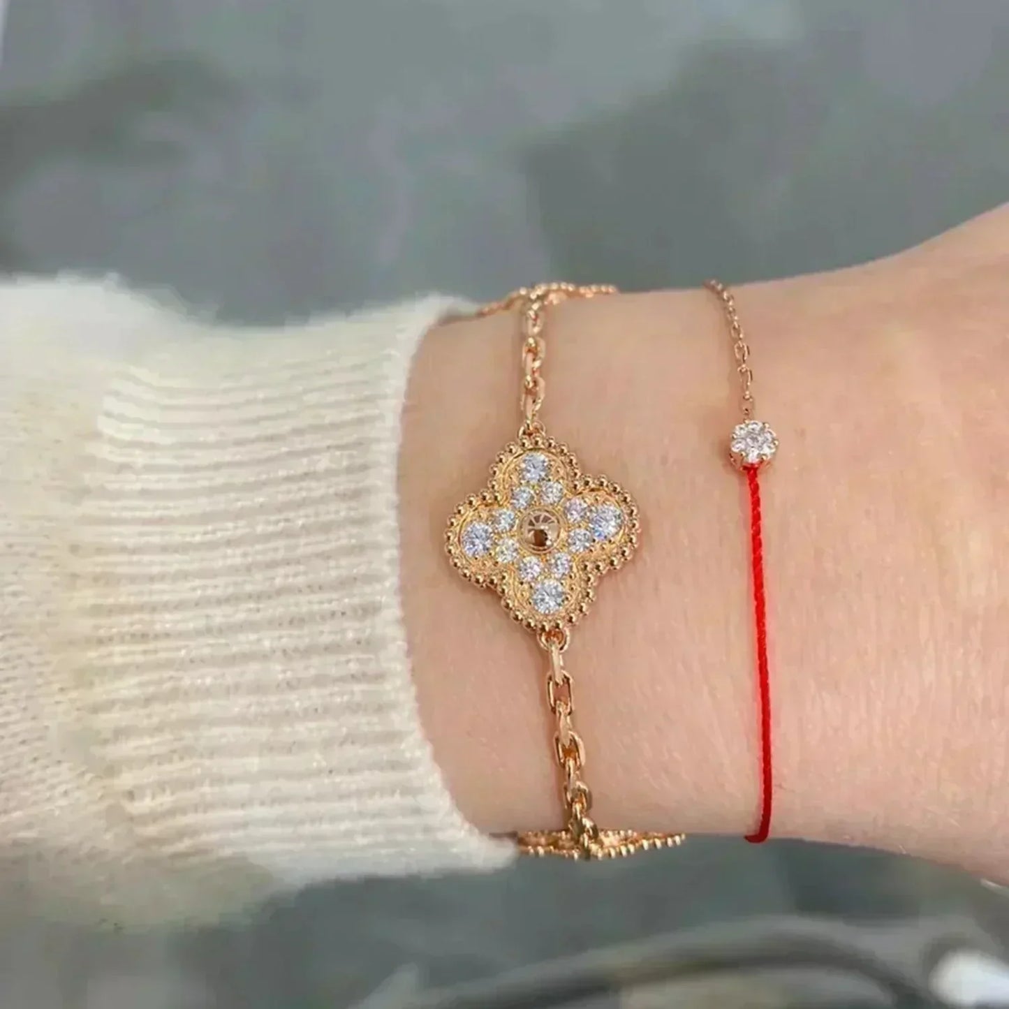[Moco jewelrys] CLOVER 5 MOTIF FULL DIAMOND BRACELET COLLECTION