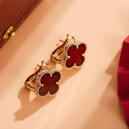 [moco jewelrys]CLOVER MEDIUM 1 MOTIFS CARNELIAN  EARRINGS