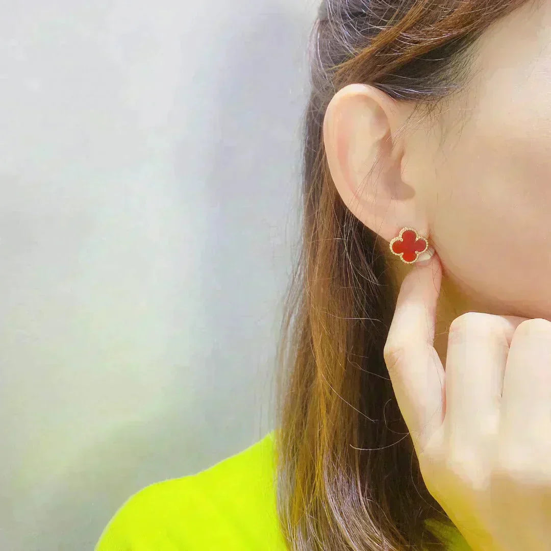 [moco jewelrys]CLOVER MEDIUM 1 MOTIFS CARNELIAN  EARRINGS