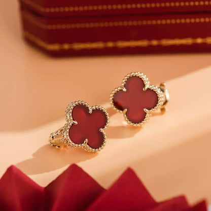 [moco jewelrys]CLOVER MEDIUM 1 MOTIFS CARNELIAN  EARRINGS