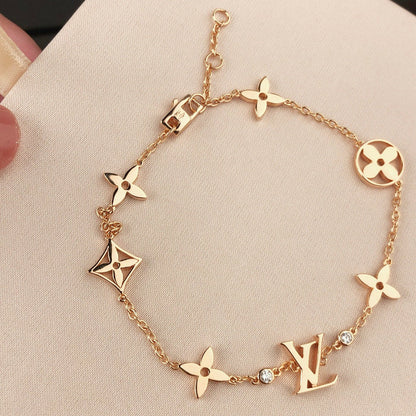 [moco jewelrys]STAR AND SUN 7 MOTIFS GOLD BRACELET