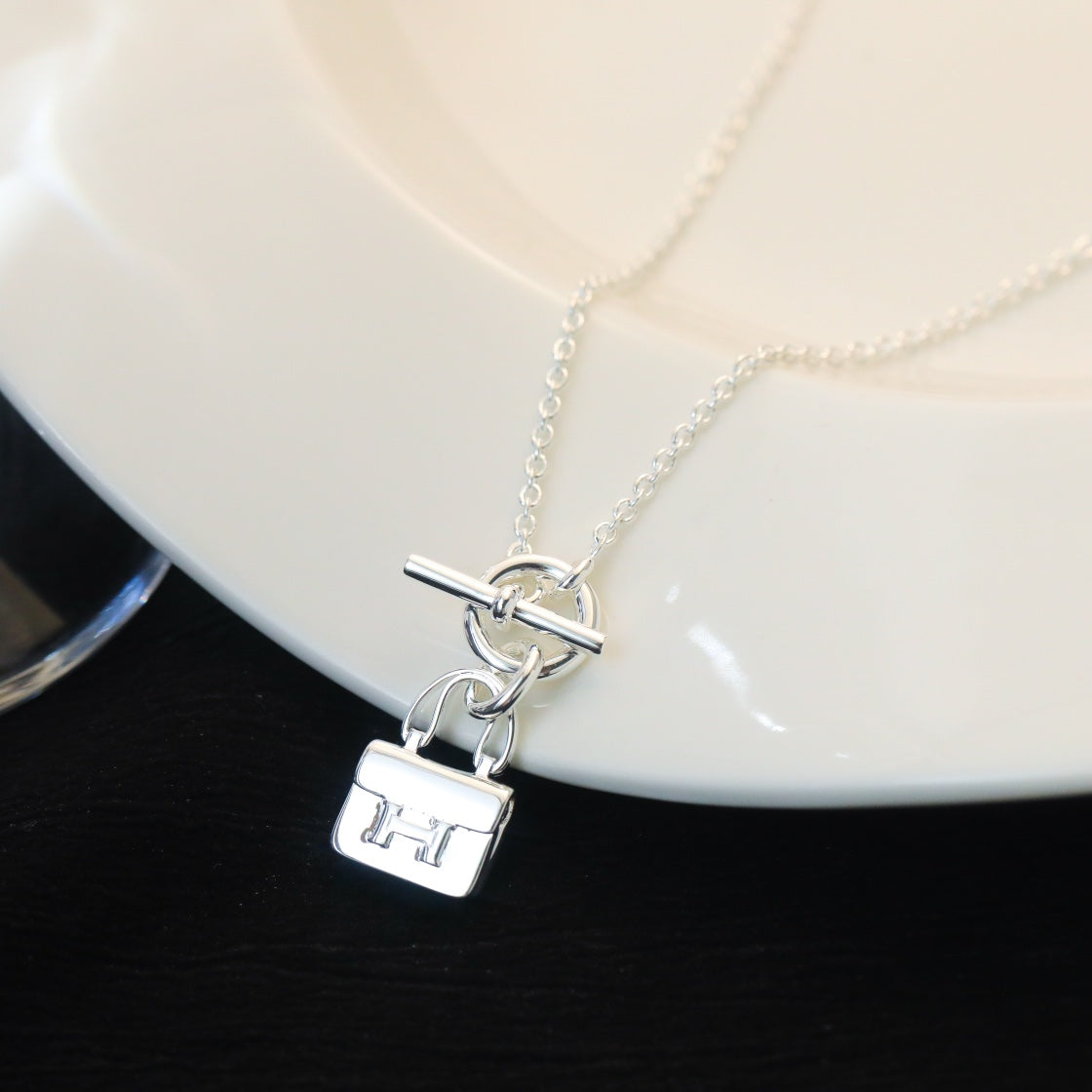 [moco jewelrys]POP H PEDANT SILVER NECKLACE