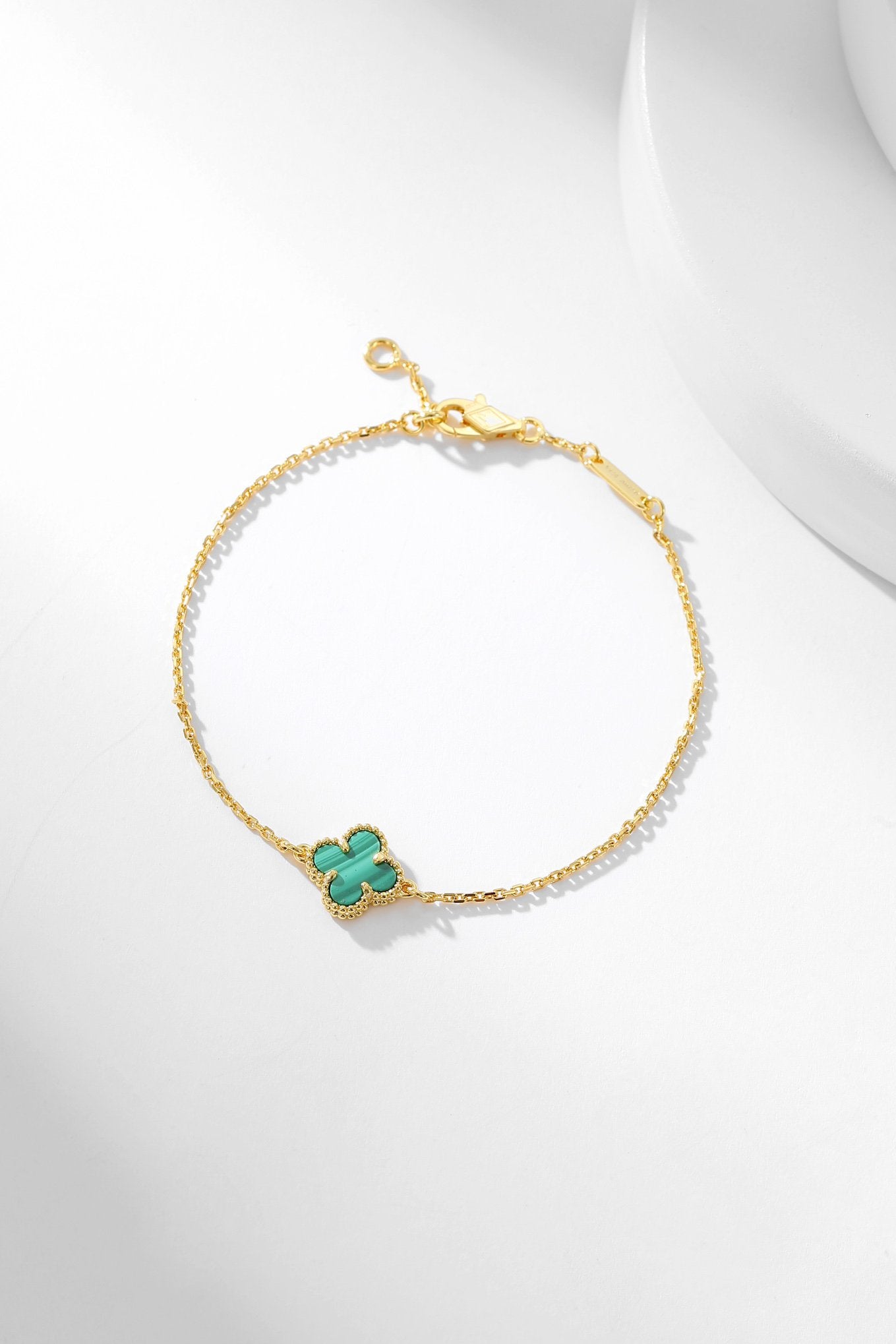 [moco jewelrys]CLOVER BRACELET MALACHITE 1 MOTIF