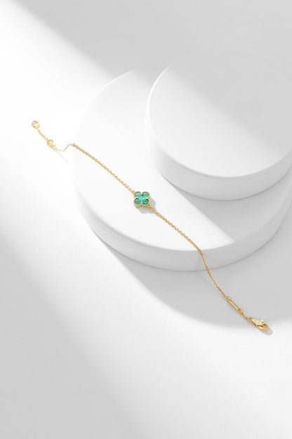 [moco jewelrys]CLOVER BRACELET MALACHITE 1 MOTIF