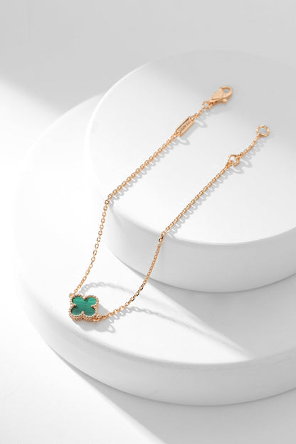 [moco jewelrys]CLOVER BRACELET MALACHITE 1 MOTIF