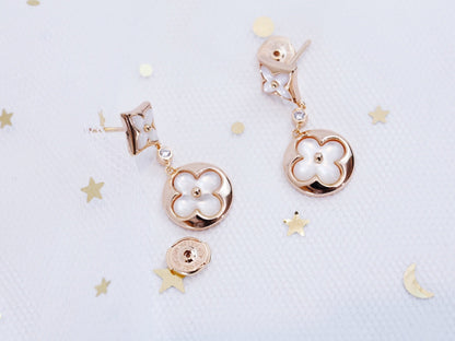 [moco jewelrys]STAR AND SUN PINK GOLD MOP DROP EARRINGS