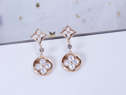 [moco jewelrys]STAR AND SUN PINK GOLD MOP DROP EARRINGS