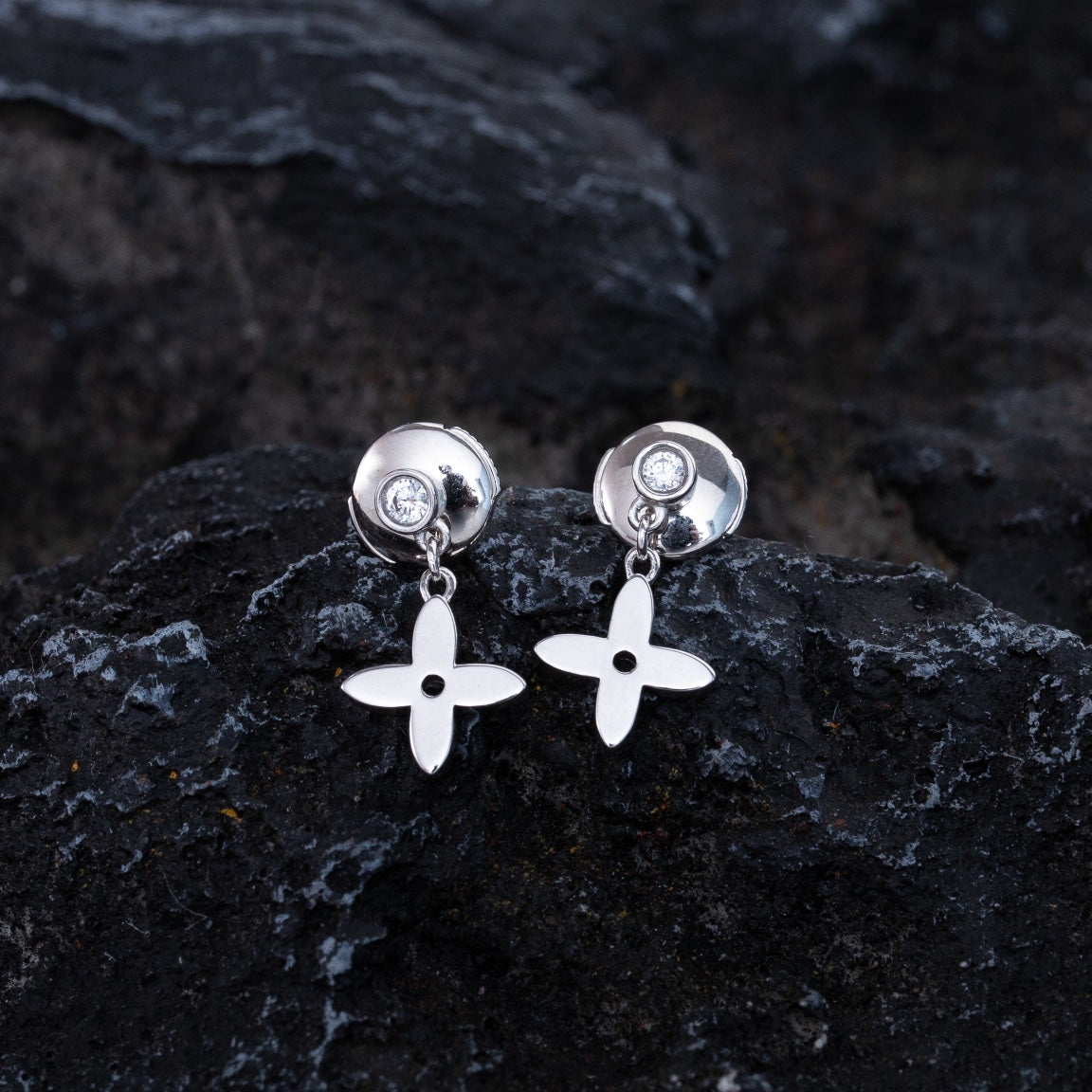 [moco jewelrys]VIDYLLE SILVER DIAMOND MINI DROP EARRINGS