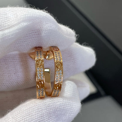 [moco jewelrys]LOVE DIAMOND PINK GOLD HOOP EARRINGS