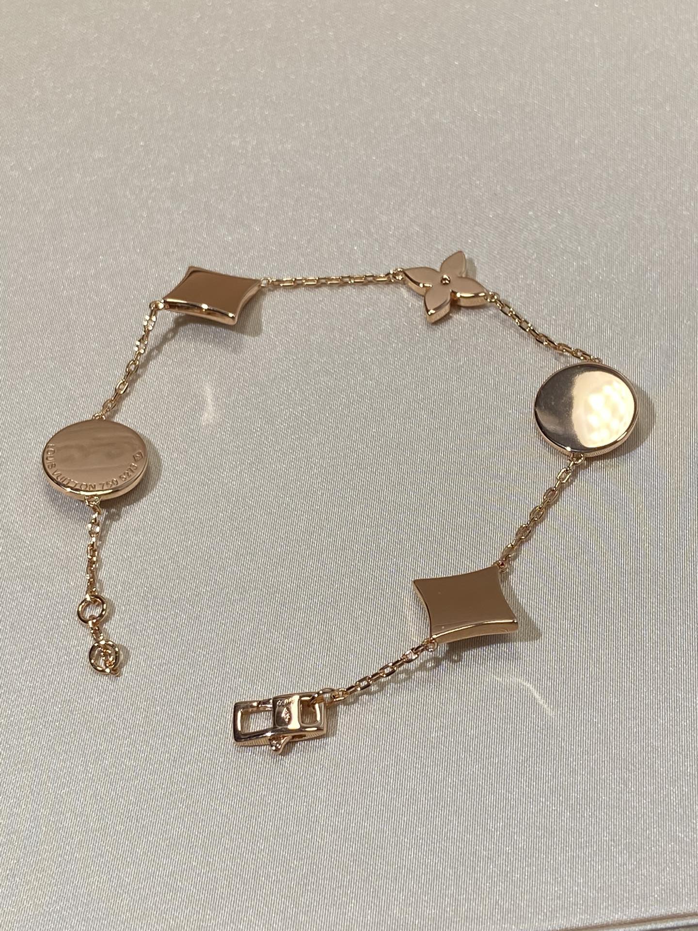 [moco jewelrys]STAR AND SUN 5 MOTIF MOP PINK GOLD BRACELET