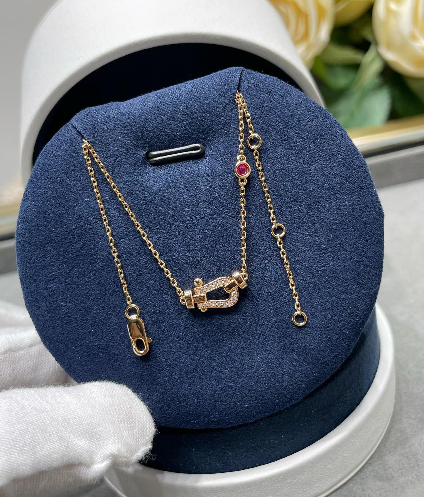 [moco jewelrys]FORCE 10 DIAMOND PINK GOLD NECKLACE