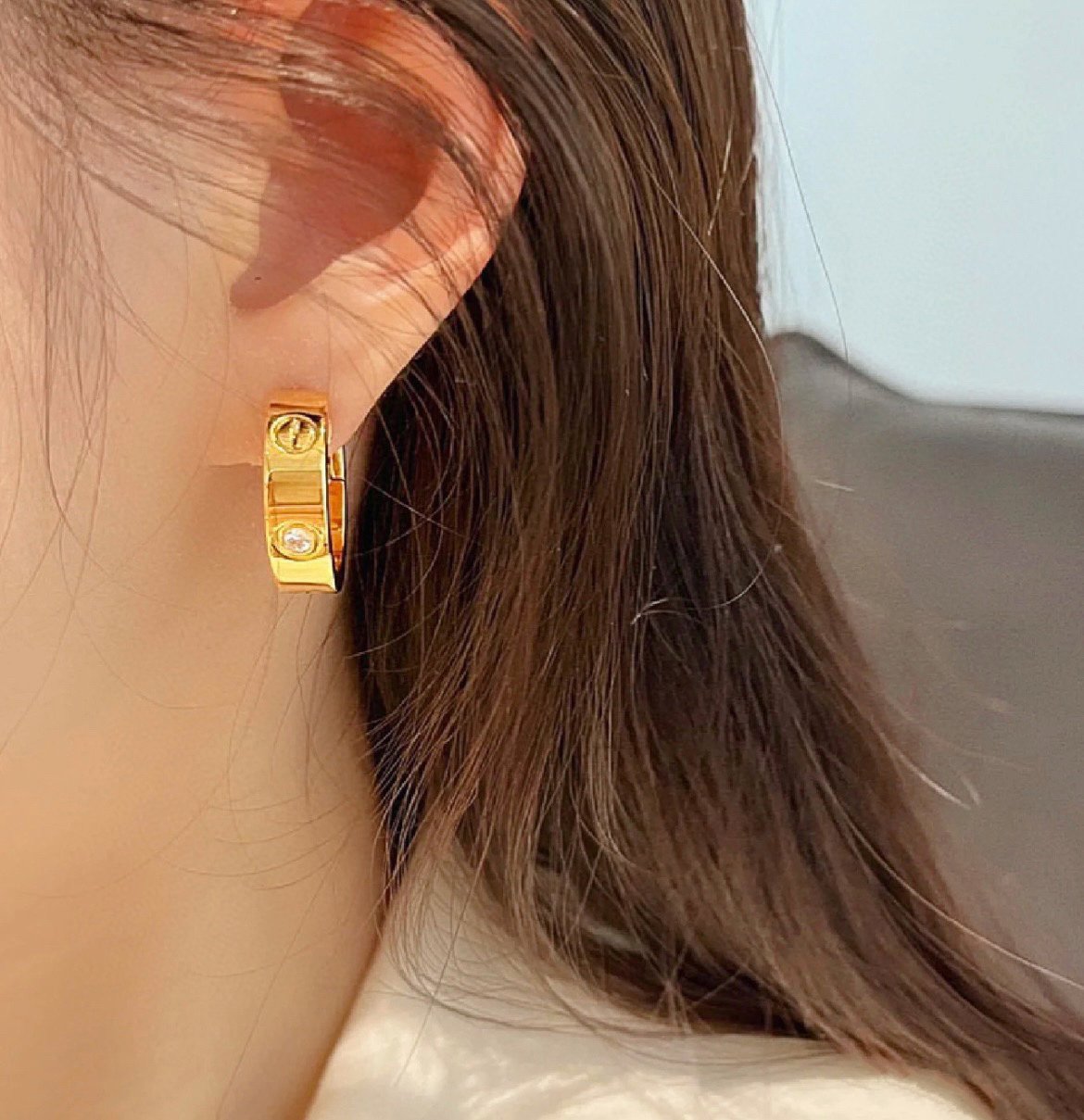 [moco jewelrys]LOVE 5.5MM 1 DIAMOND EARRINGS