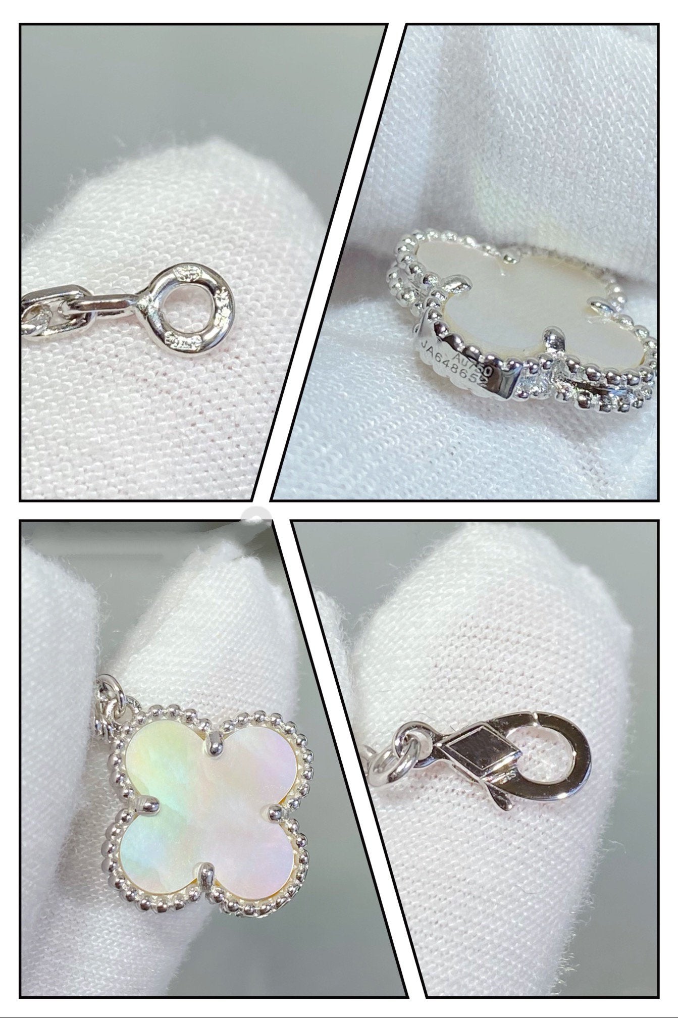 [moco jewelrys]CLOVER 5 MOTIF WHITE MOP SILVER BRACELET