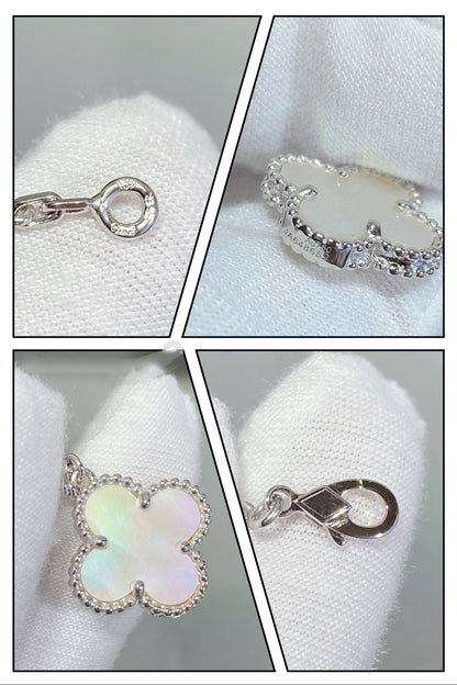 [moco jewelrys]CLOVER 5 MOTIF WHITE MOP SILVER BRACELET