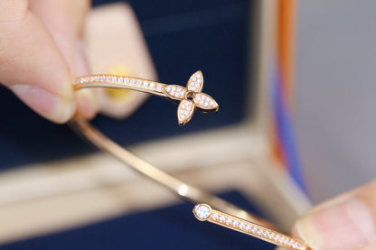 [moco jewelrys]IDYLLE PINK GOLD OPEN BRACELET DIAMOND PAVED