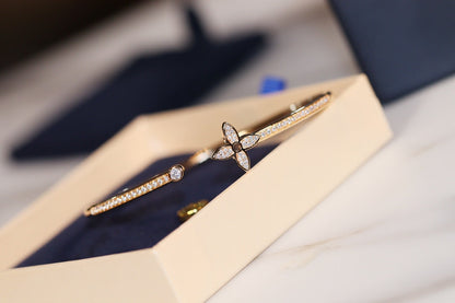 [moco jewelrys]IDYLLE GOLD OPEN BRACELET DIAMOND PAVED