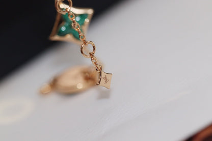 [moco jewelrys]STAR AND SUN 4 MOTIF PINK GOLD MALACHITE BRACELET