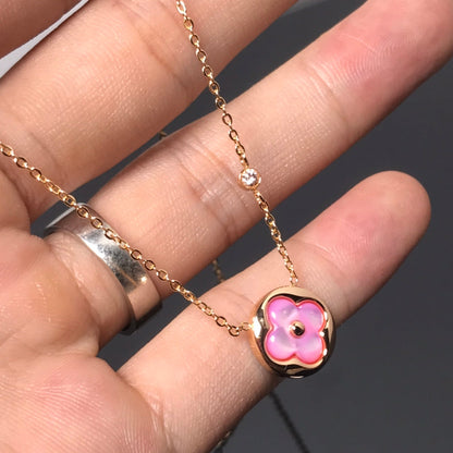 [moco jewelrys]COLOR BLOSSOM PINK MOP SUN GOLD NECKLACE