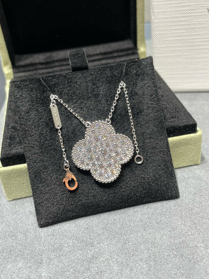 [moco jewelrys]KLEE 25MM GROSSER ANHÄNGER DIAMANT-PAVIERT SILBER HALSKETTE