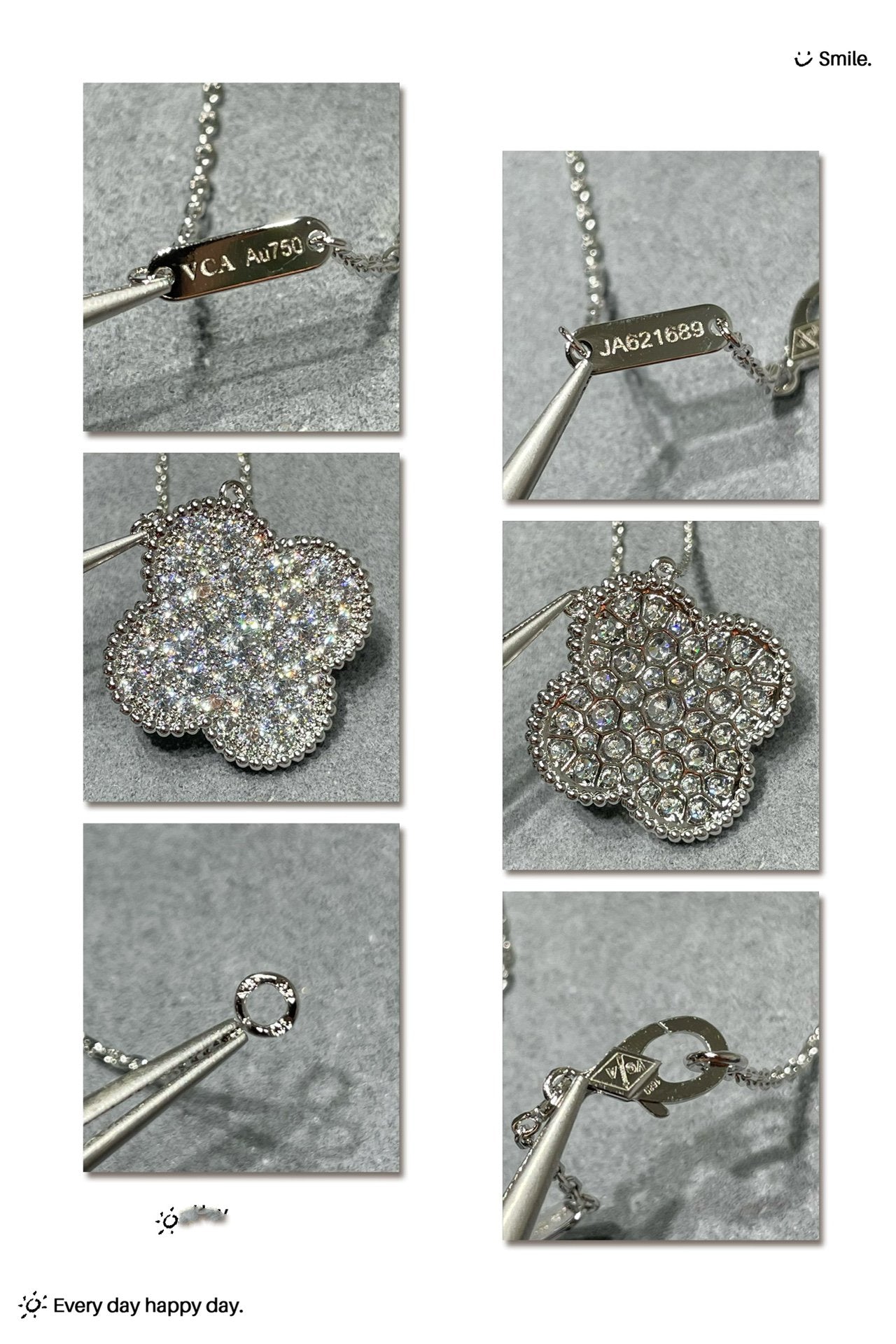 [moco jewelrys]KLEE 25MM GROSSER ANHÄNGER DIAMANT-PAVIERT SILBER HALSKETTE