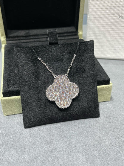 [moco jewelrys]KLEE 25MM GROSSER ANHÄNGER DIAMANT-PAVIERT SILBER HALSKETTE