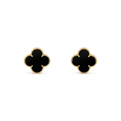 [moco jewelrys]CLOVER MEDIUM 1 MOTIFS  ONYX STUD EARRINGS