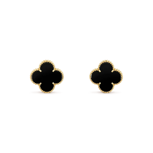 [moco jewelrys]CLOVER MEDIUM 1 MOTIFS  ONYX STUD EARRINGS